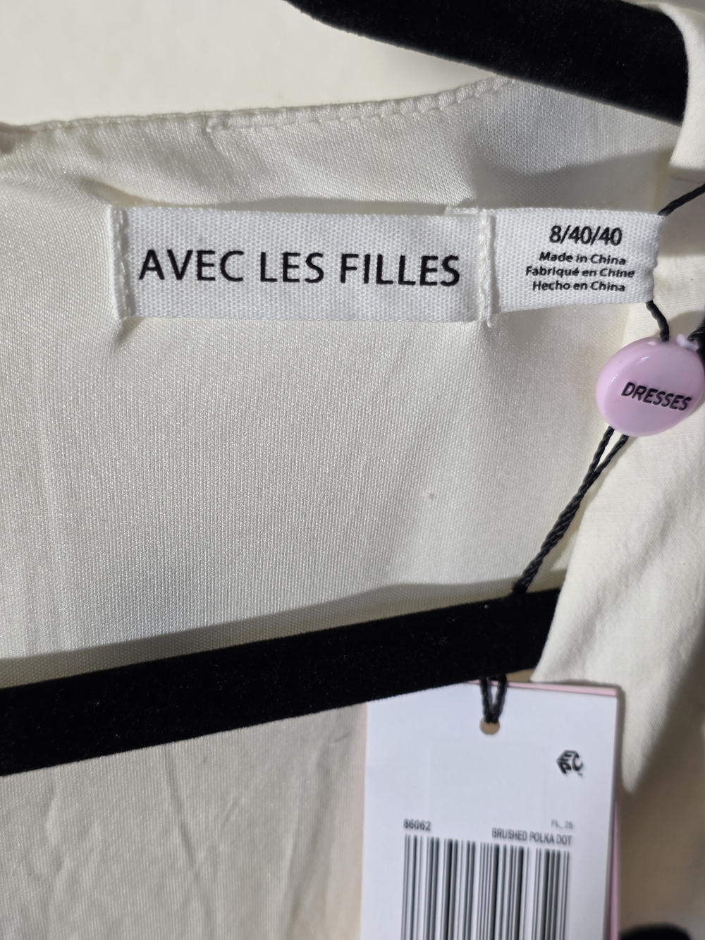 Avec Les Filles White Midi Dress Black Polka Dots Fit&flare Cotton Size 8 - Picture 10 of 12